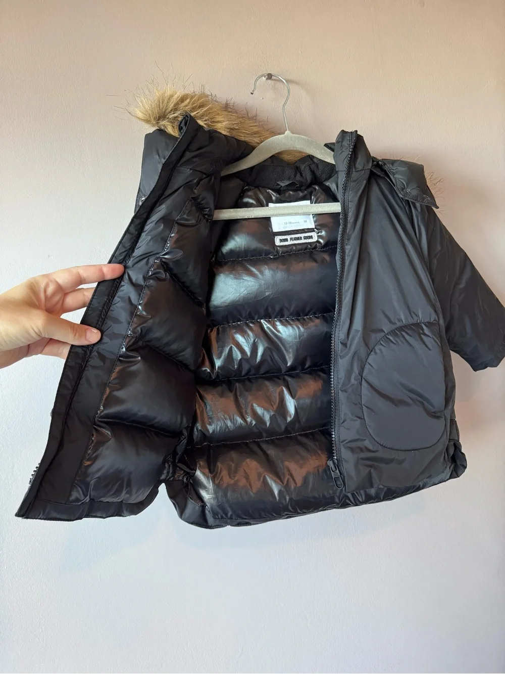Zara Baby Down Feather Faux Fur Hooded Puffer‎ Jacket Winter Coat 12-18 Months